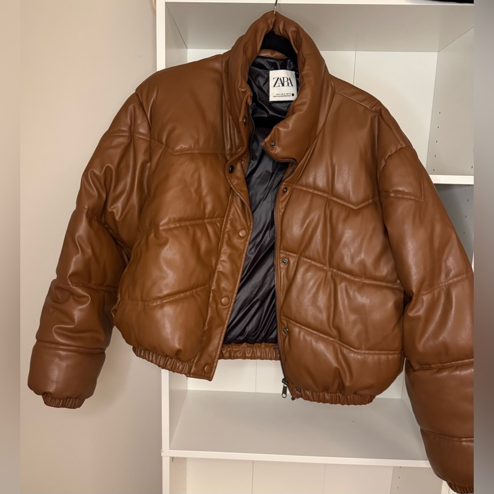 Zara Women's Brown Puffer Coat